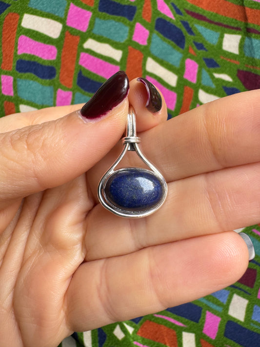 925 Silver Pendant Lapis C59