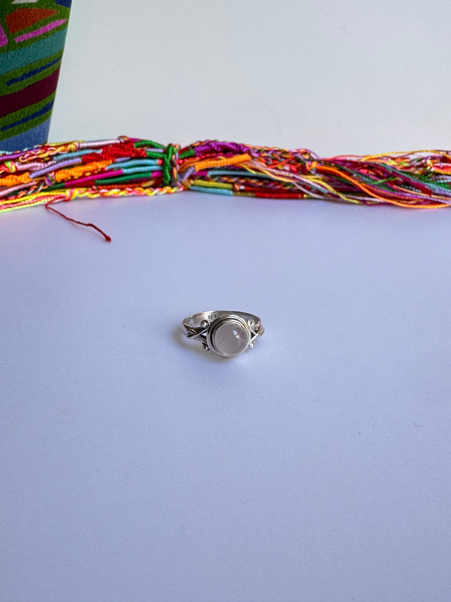 Anello argento 925 quarzo rosa misura 13 - 6WE