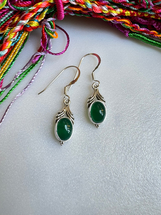 Green onyx 925 silver earrings