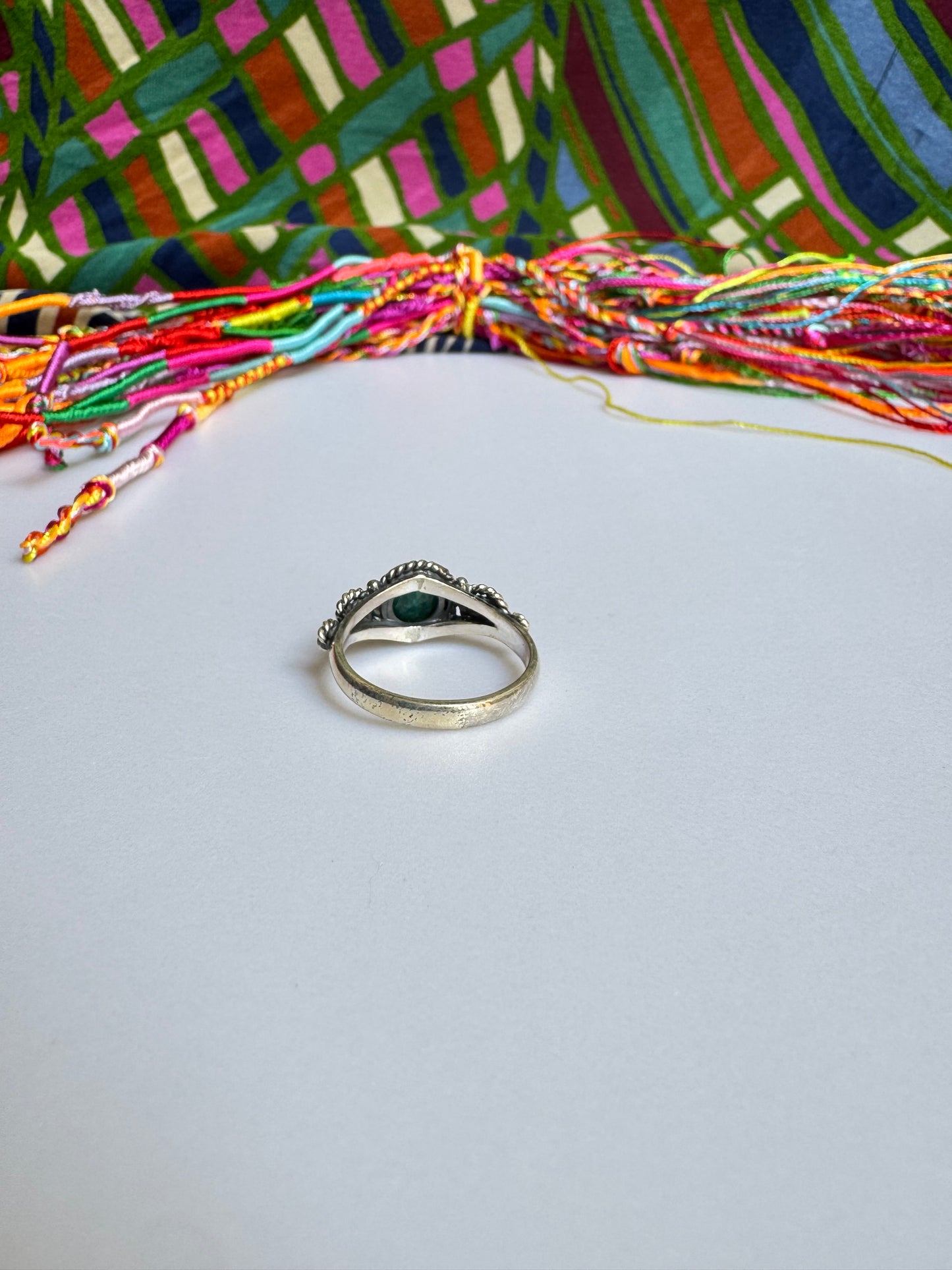 925 silver ring with emerald root size 19/20 -G60