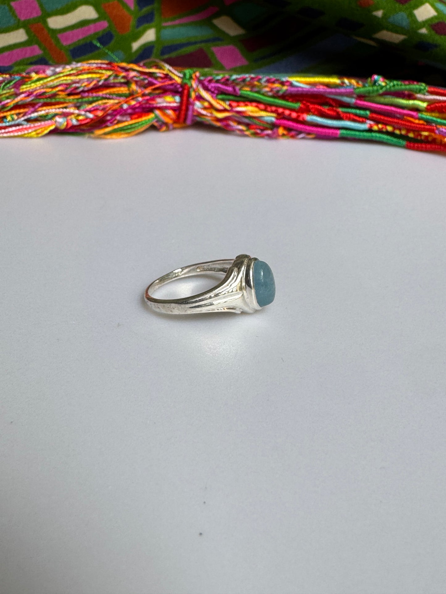 925 silver aquamarine ring size 17 - 6L
