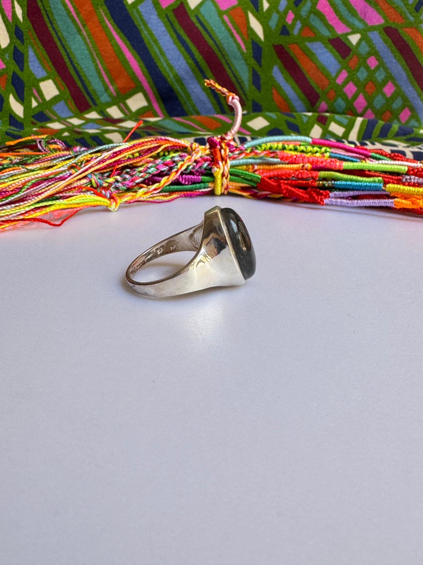 Anello argento 925 labradorite misura 25/26 - X61