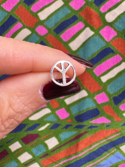 Single earring lobe 925 silver peace symbol
