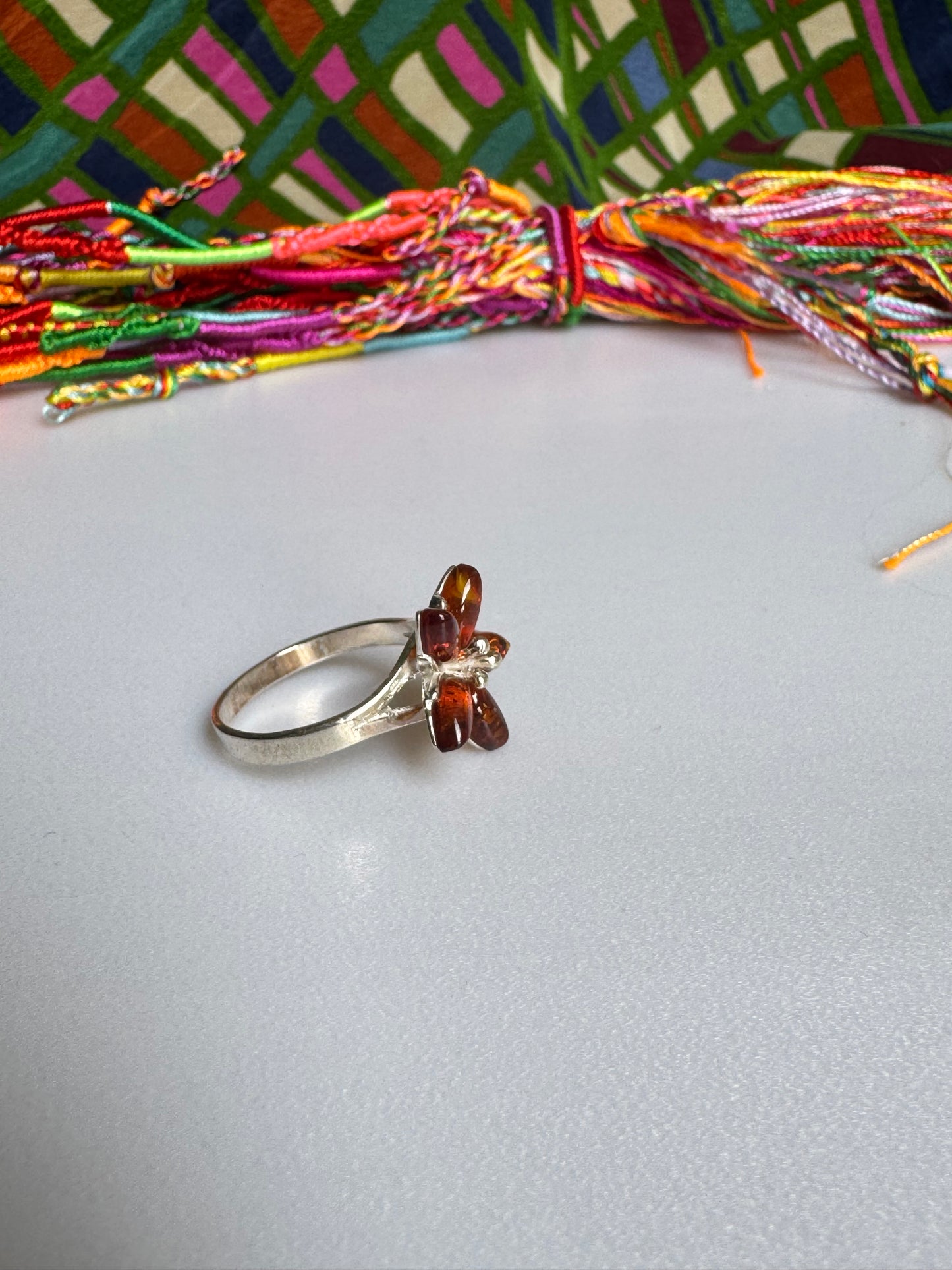 925 silver amber ring size 22 49A