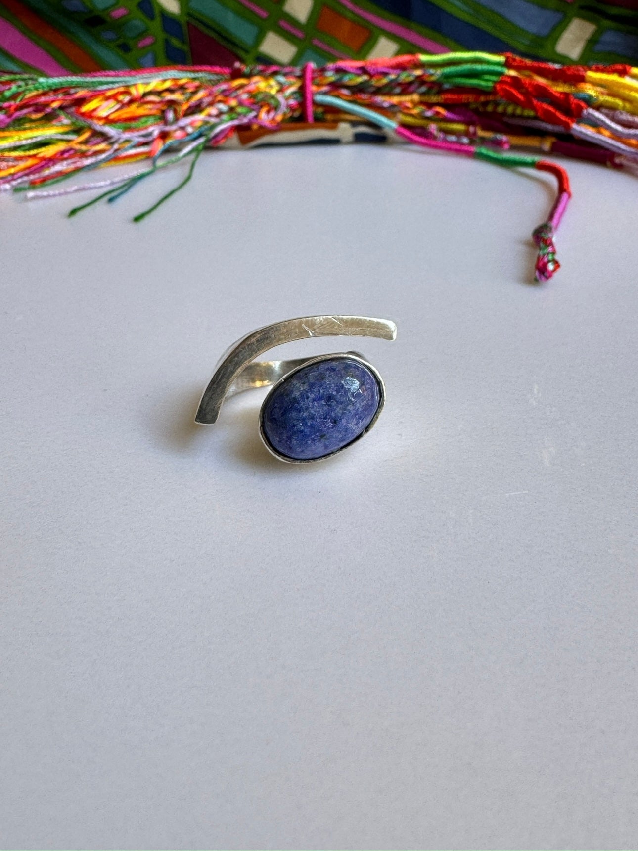 Boho silver lapis lazuli ring