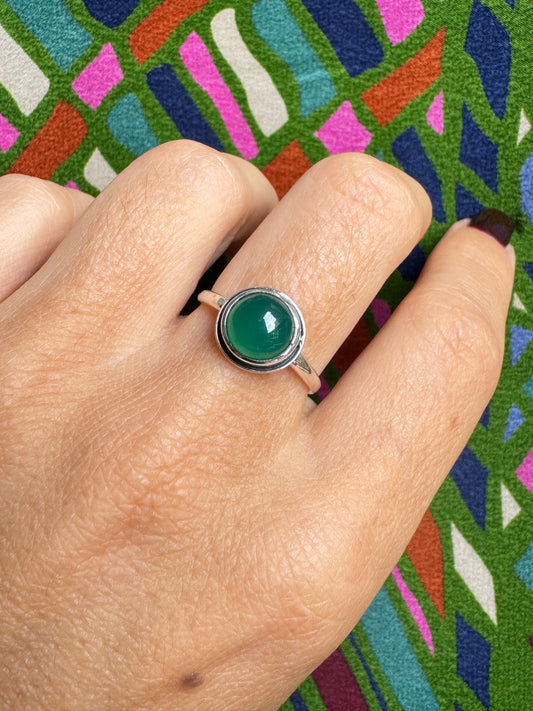 925 silver ring green onyx E38