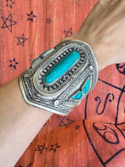 Bracciale schiava aperto antico turchese sintetico vintage