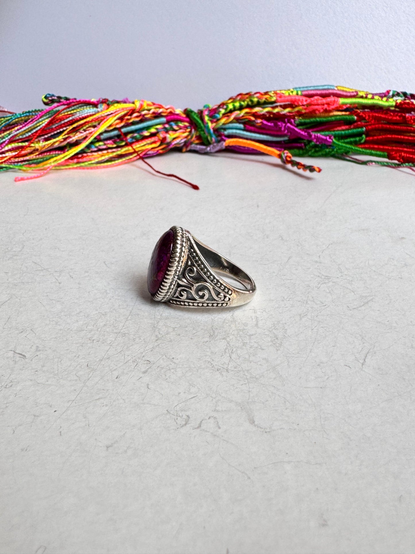 Anello argento 925 purple copper turquoise misura 16 1V