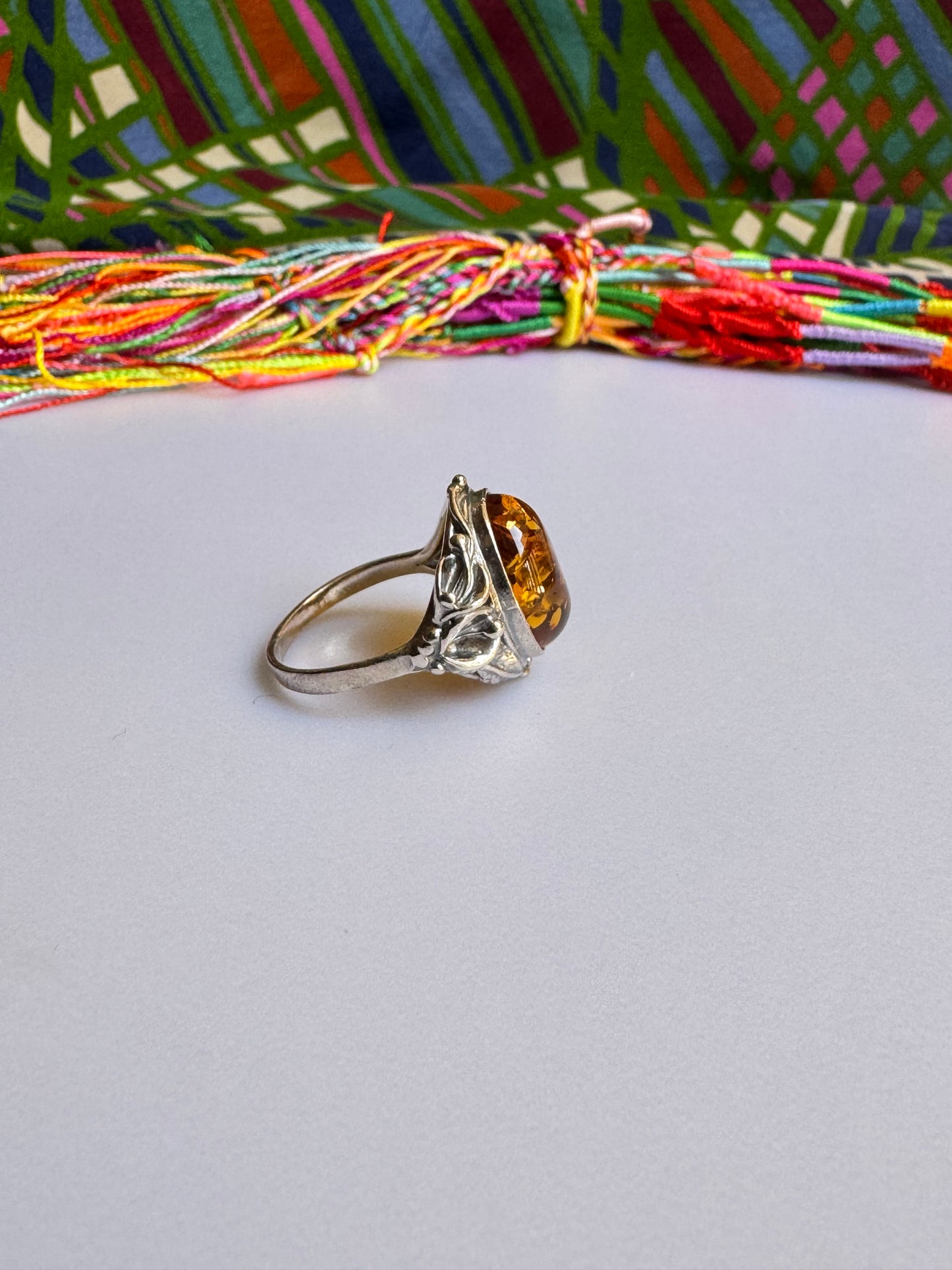 925 silver amber ring size 22 24A