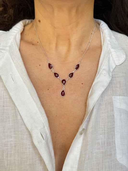 Collana argento 925 granato