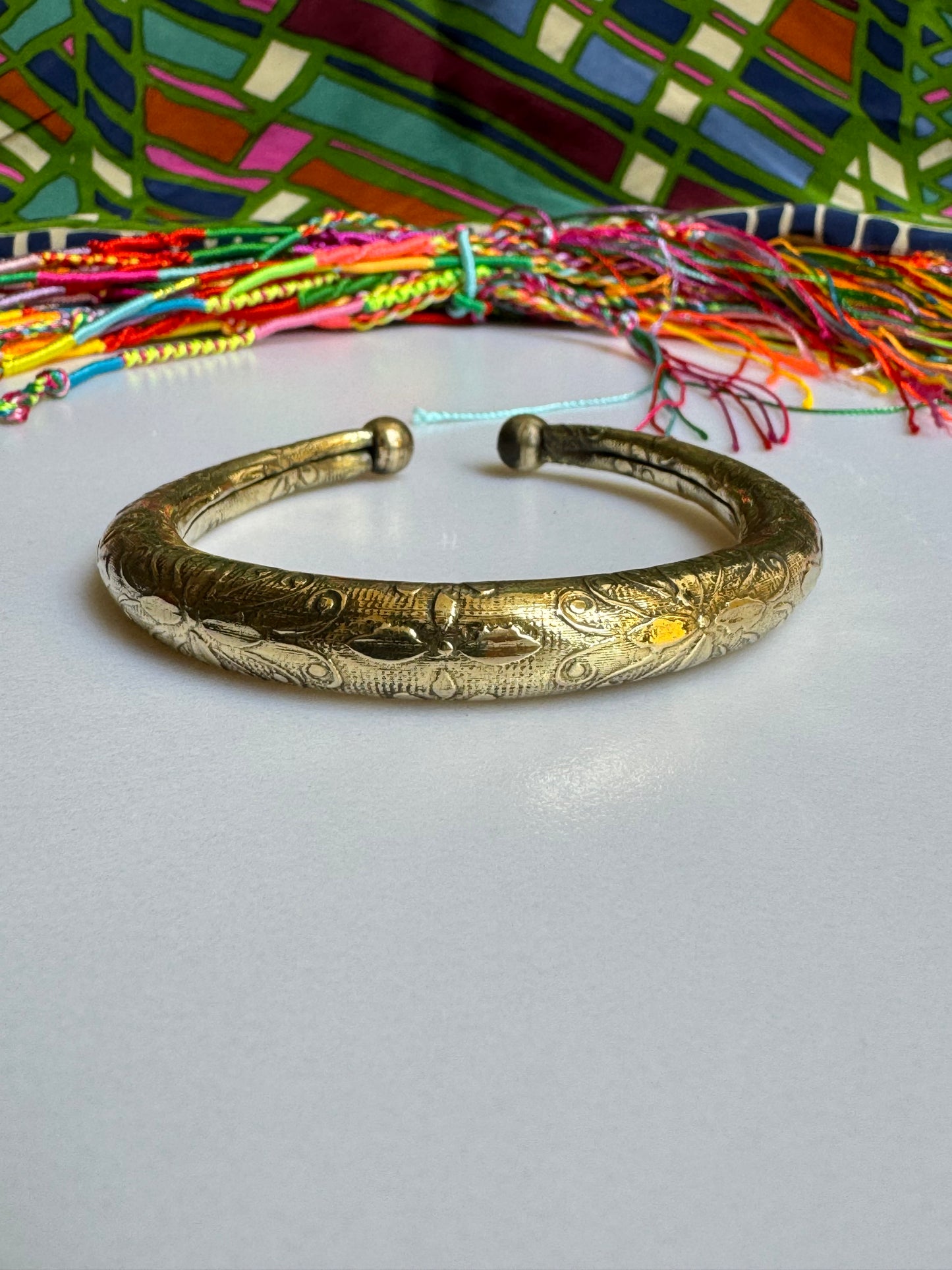 Domed golden bangle bracelet