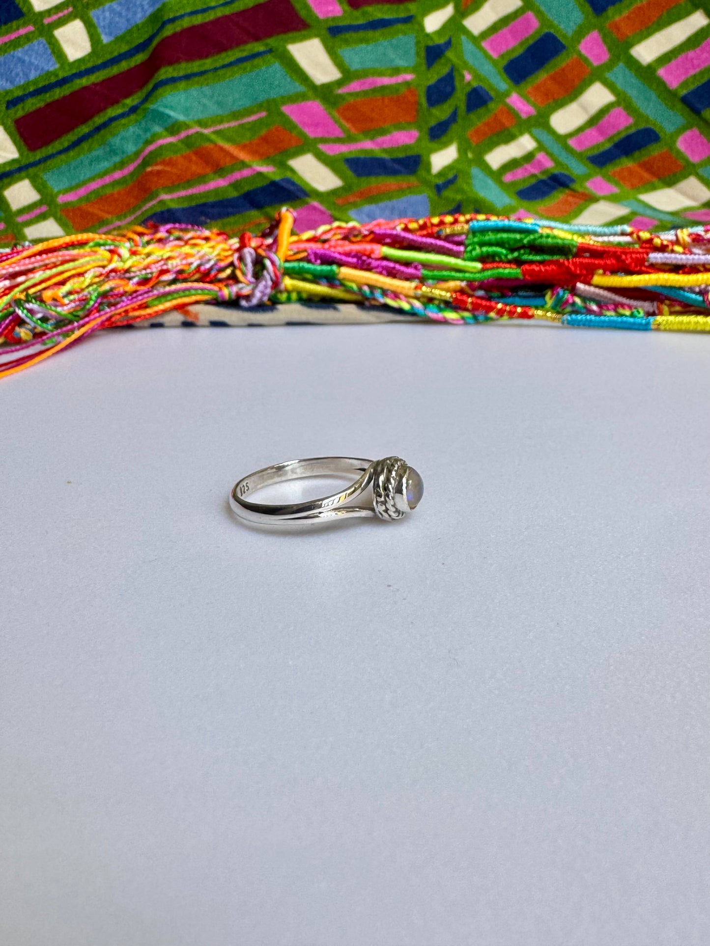 925 silver ring with white opal, size 20 - G38