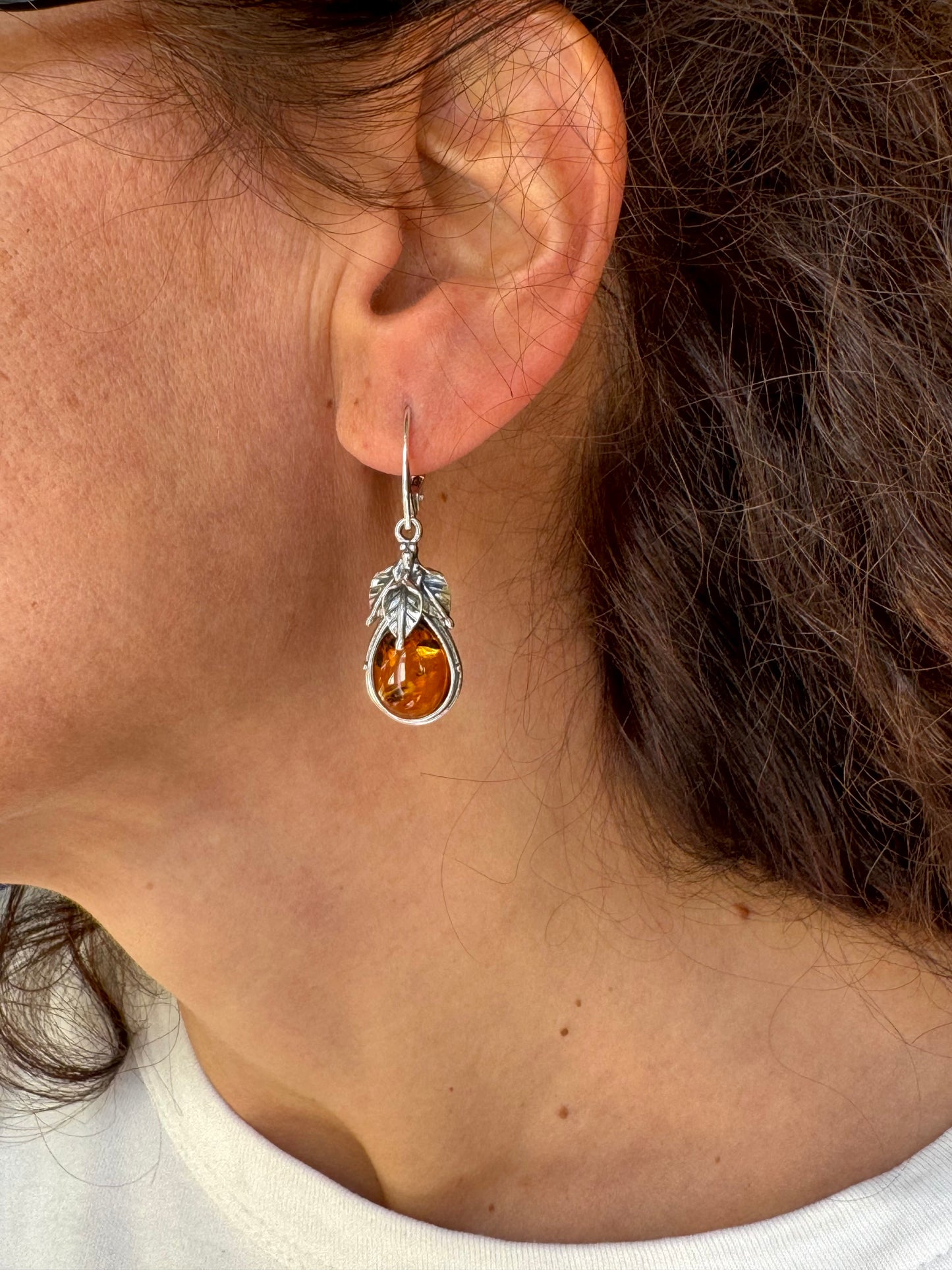 925 silver amber earrings 33AM