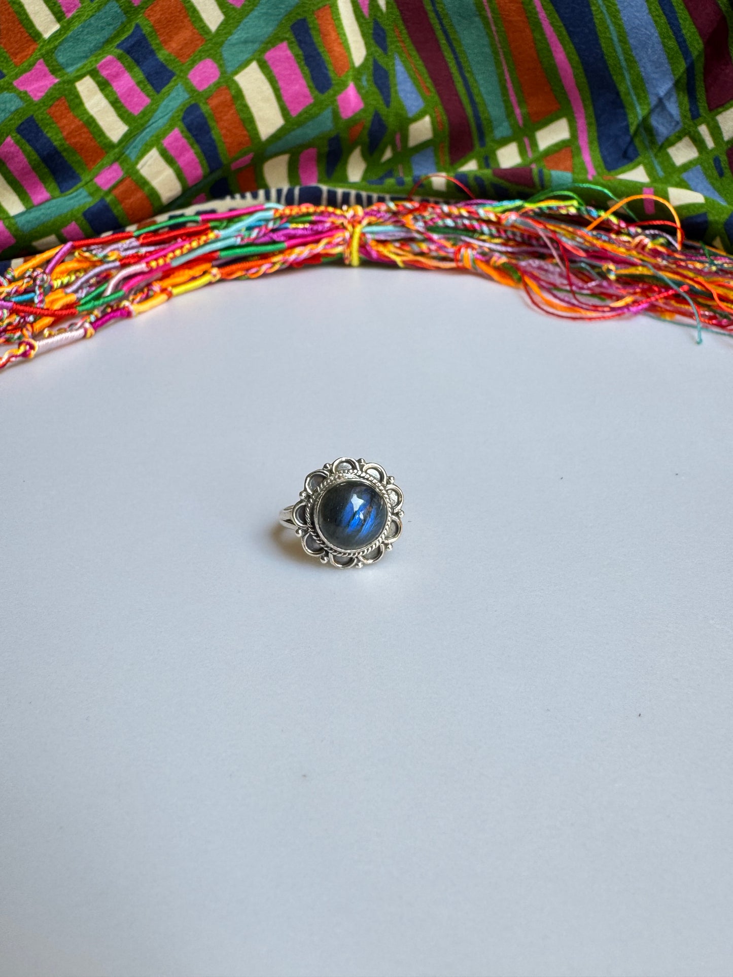 925 Silber Labradorit Ring Größe 14 - X78