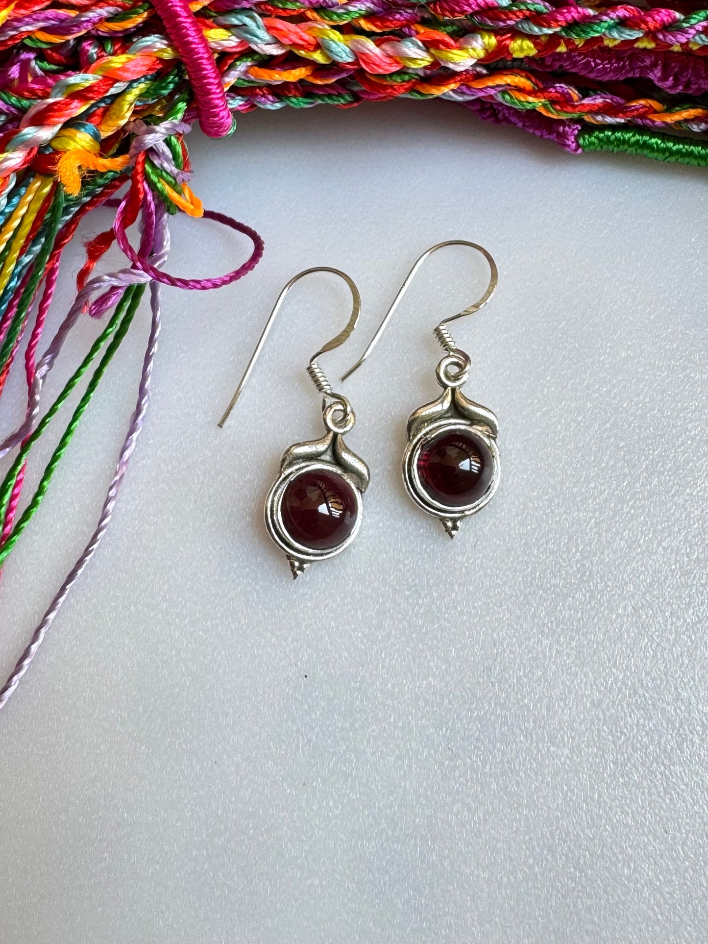 925 garnet silver earrings