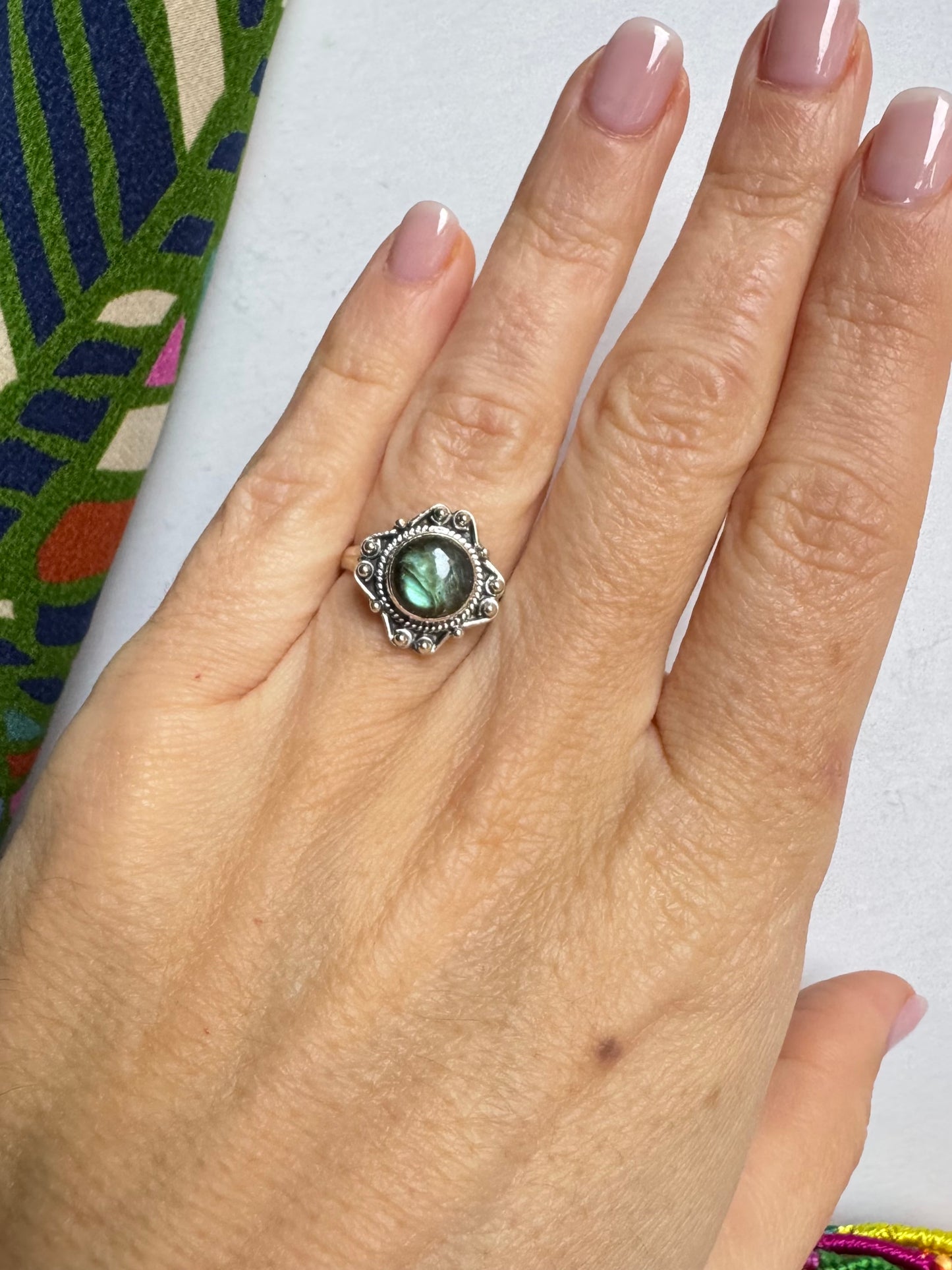 Anello argento 925 labradorite misura 12/13 - 31SZ