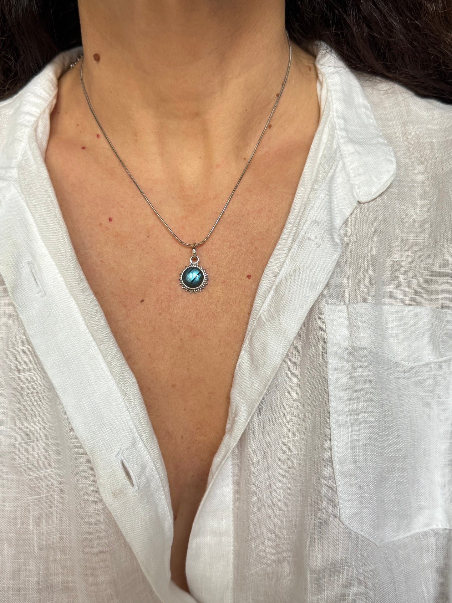 Ciondolo argento 925 labradorite V11