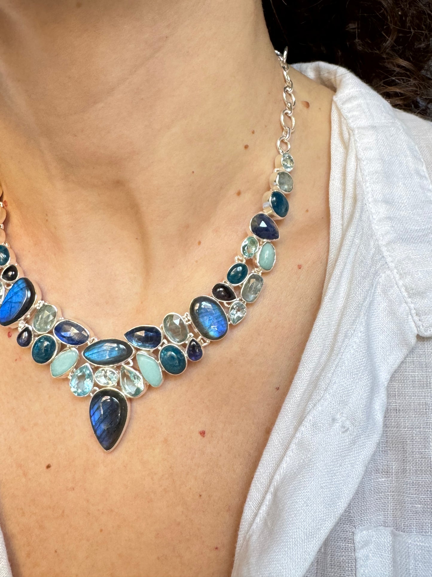 Collana argento 925 multipietra 33k