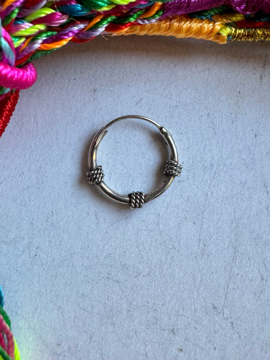 Single boho hoop earring in 925 silver