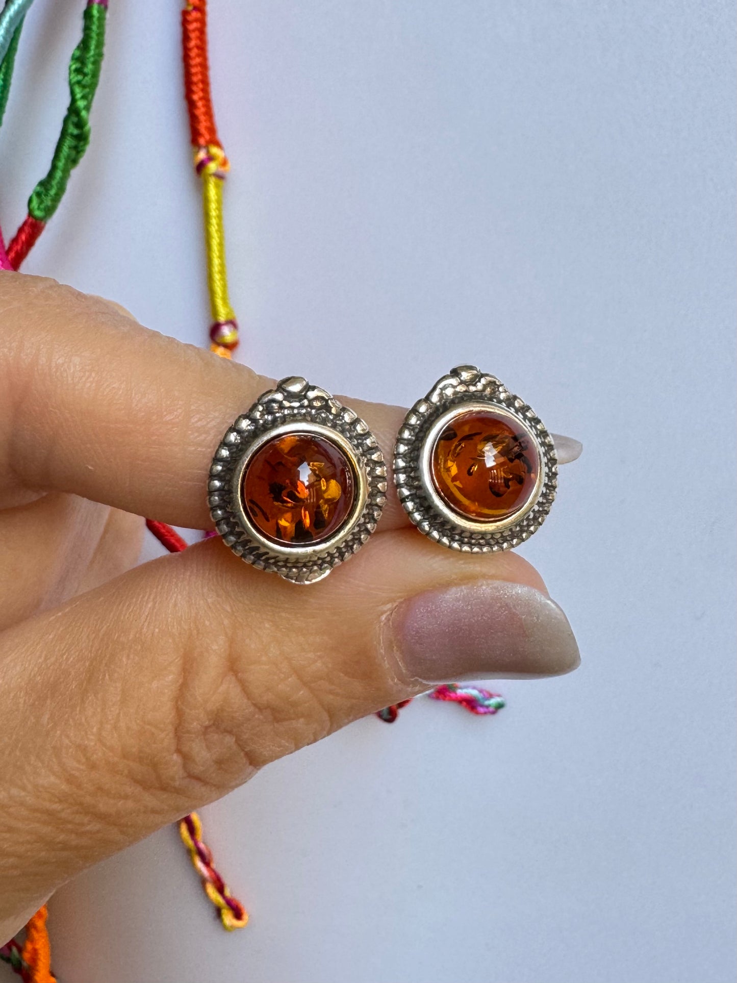 925 silver amber stud earrings 35AM