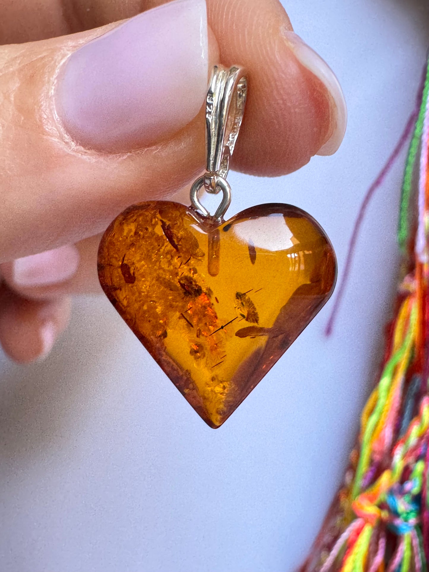 Pendente ciondolo argento925 ambra V2