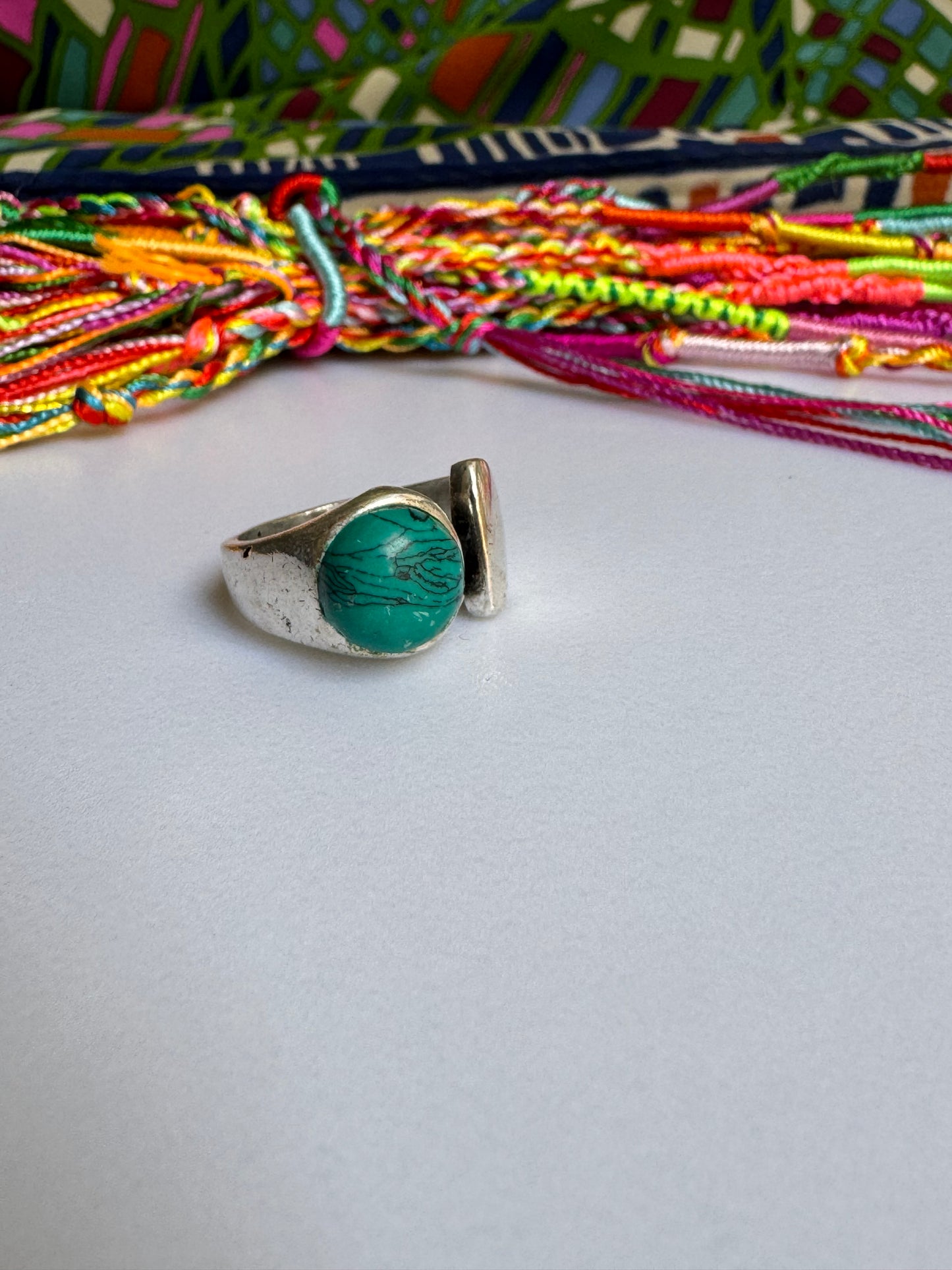 Turquoise Silver Boho Ring