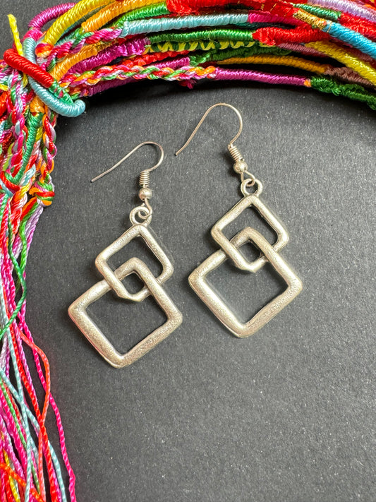 Zamak double rhombus earrings