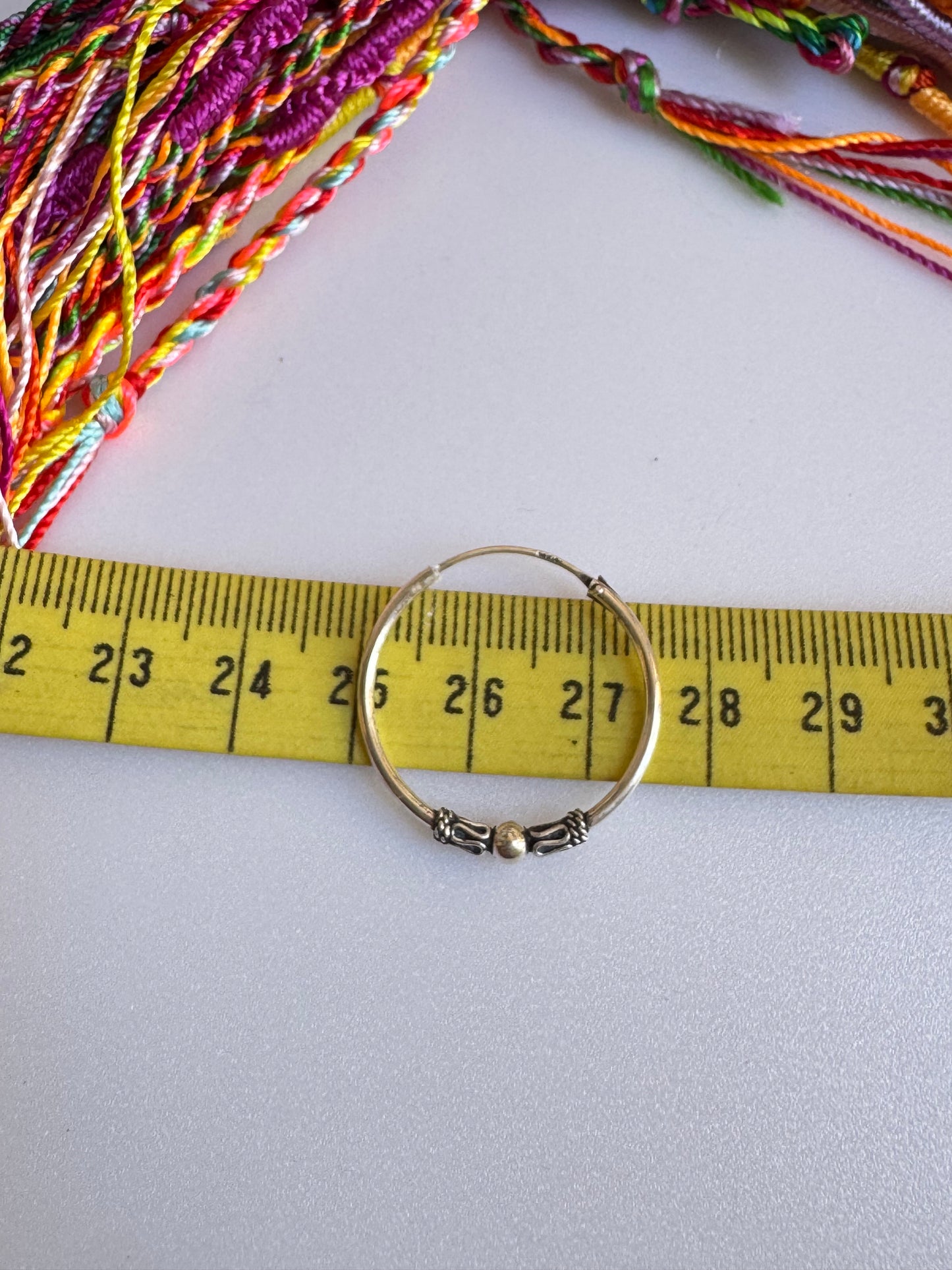 Orecchino singolo cerchio boho argento 925 2,5 cm W38 difettato