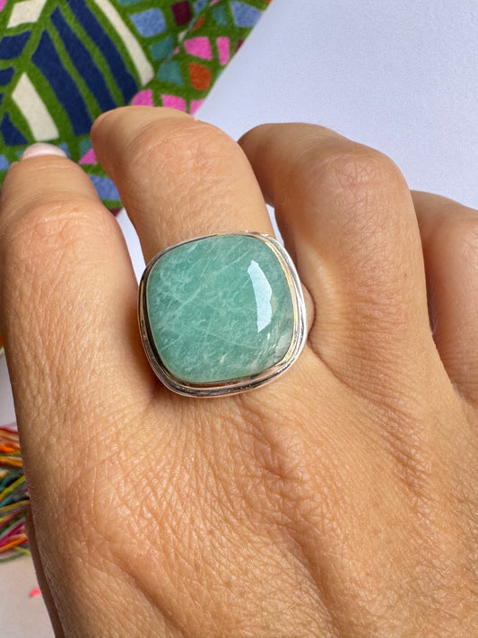 Anello argento 925 amazzonite misura 28 6V