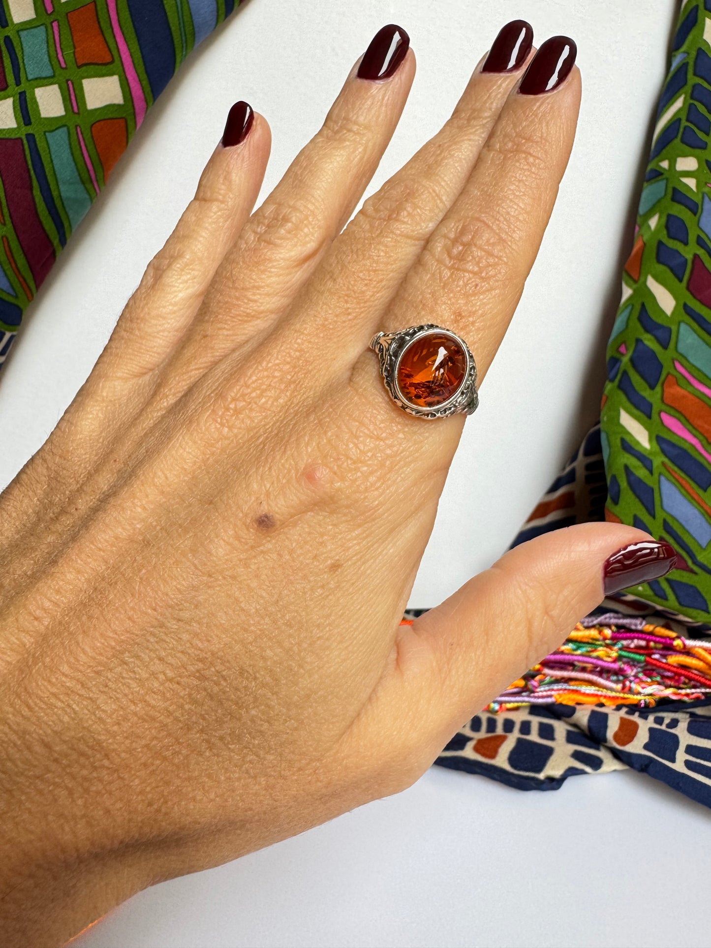Anello argento 925 ambra misura 22 - 6AMB