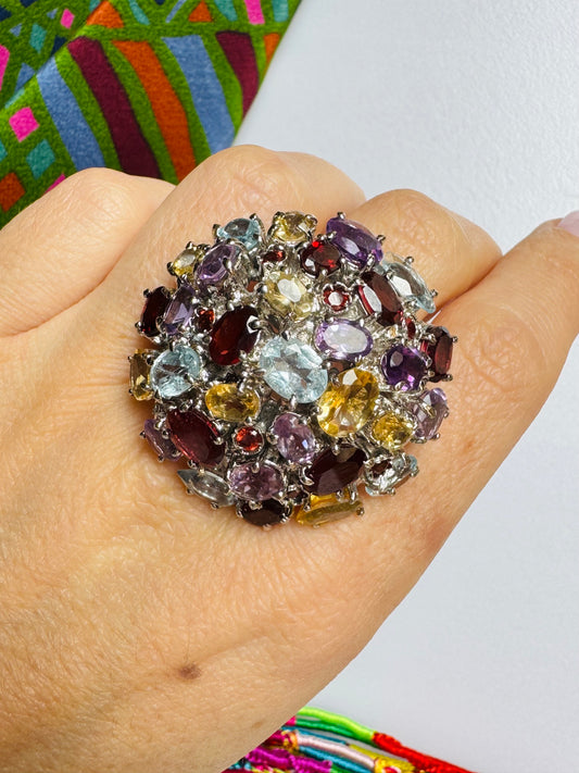 Anello argento 925 multi pietra misura 17 - MP1