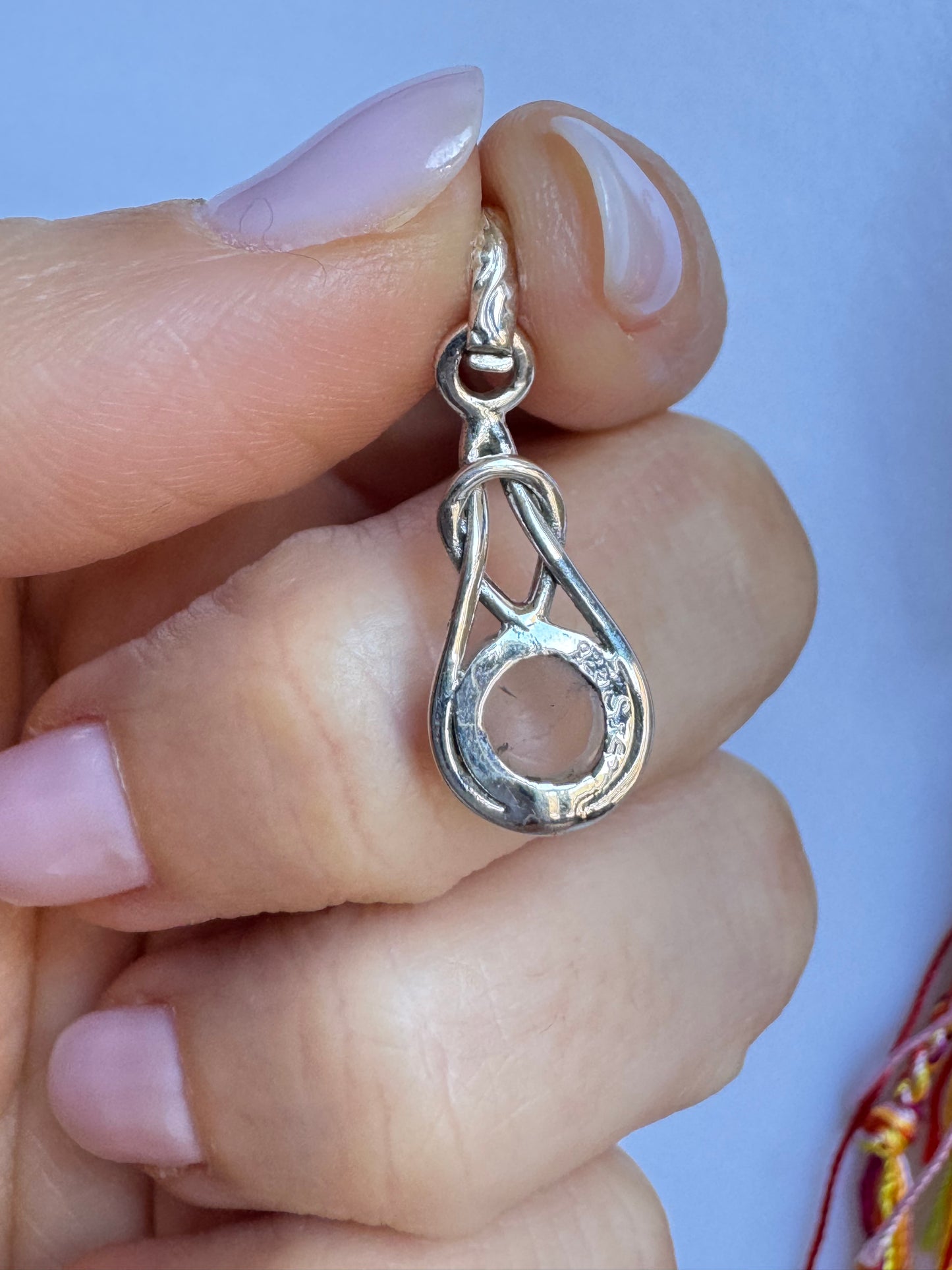 Ciondolo argento 925 quarzo rosa V5