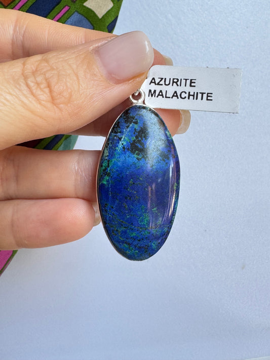 Ciondolo argento 925 azzurrite malachite 25K