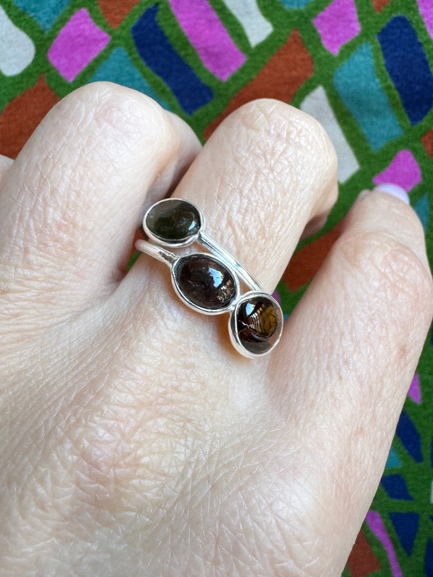 925 Silberring Turmalin größenverstellbar - TA2