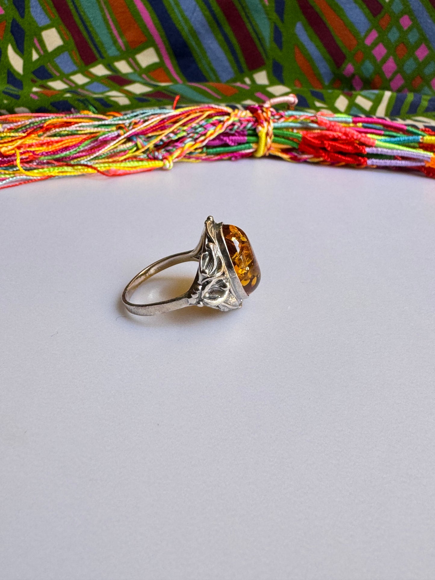 925 silver amber ring size 22 24A