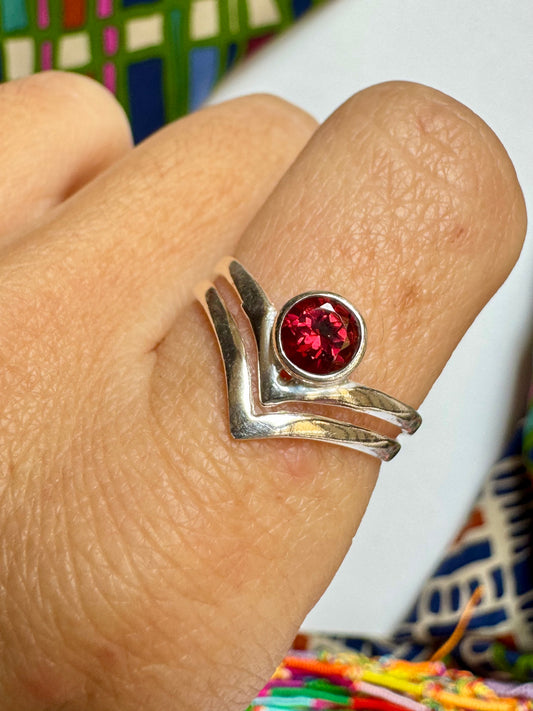 Anello argento 925 granato misura 21 - 1GR