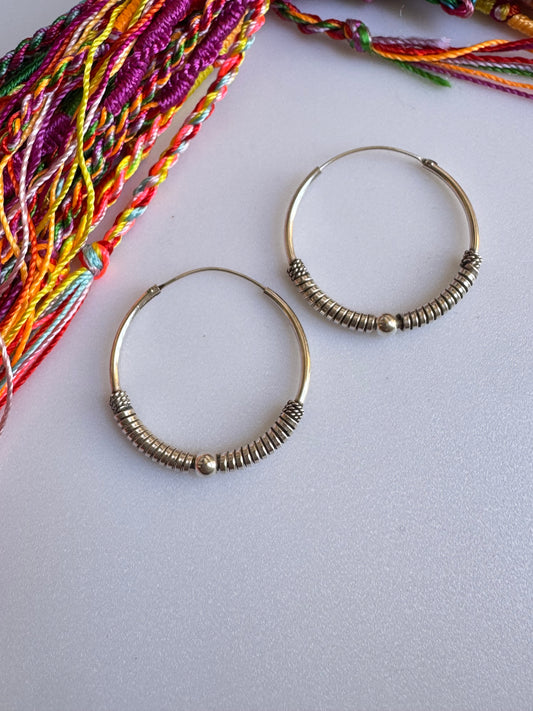 Orecchino singolo cerchio boho argento 925 3 cm W41 difettato