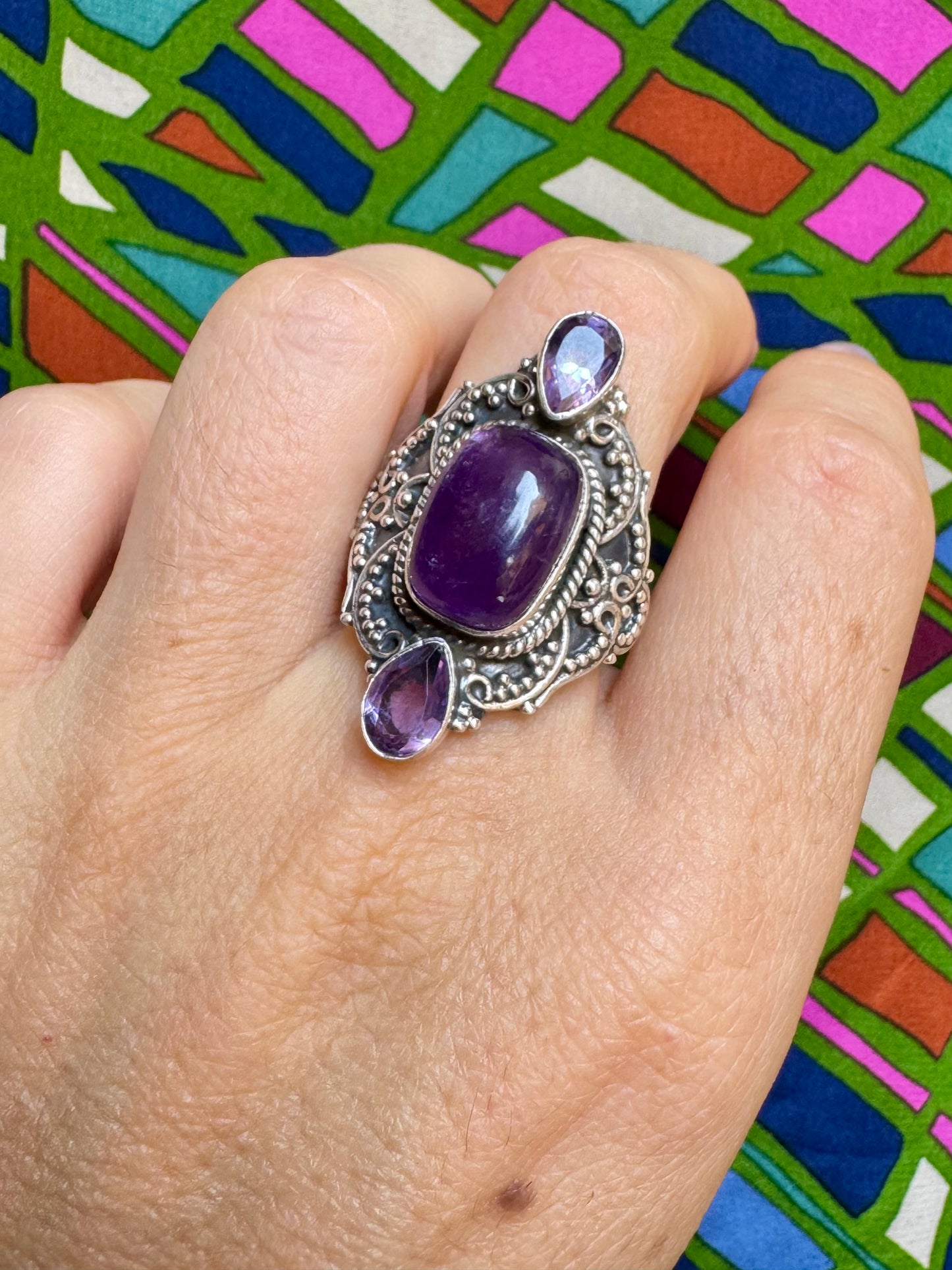 925 silver amethyst ring size 17 - G68