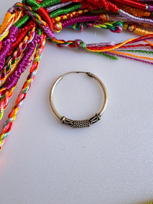 Orecchino singolo cerchio boho argento 925 2,5 cm W32 difettato