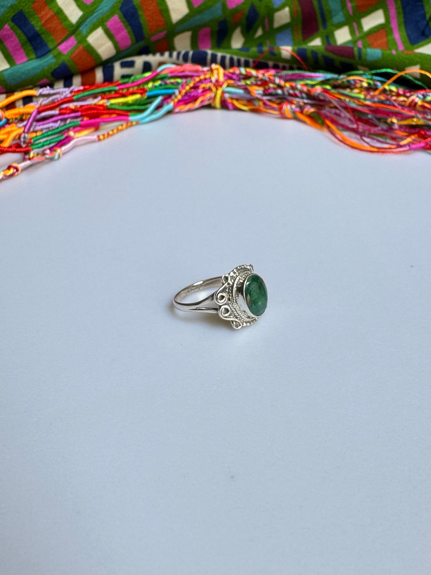 925 silver ring with emerald root size 14 - G55