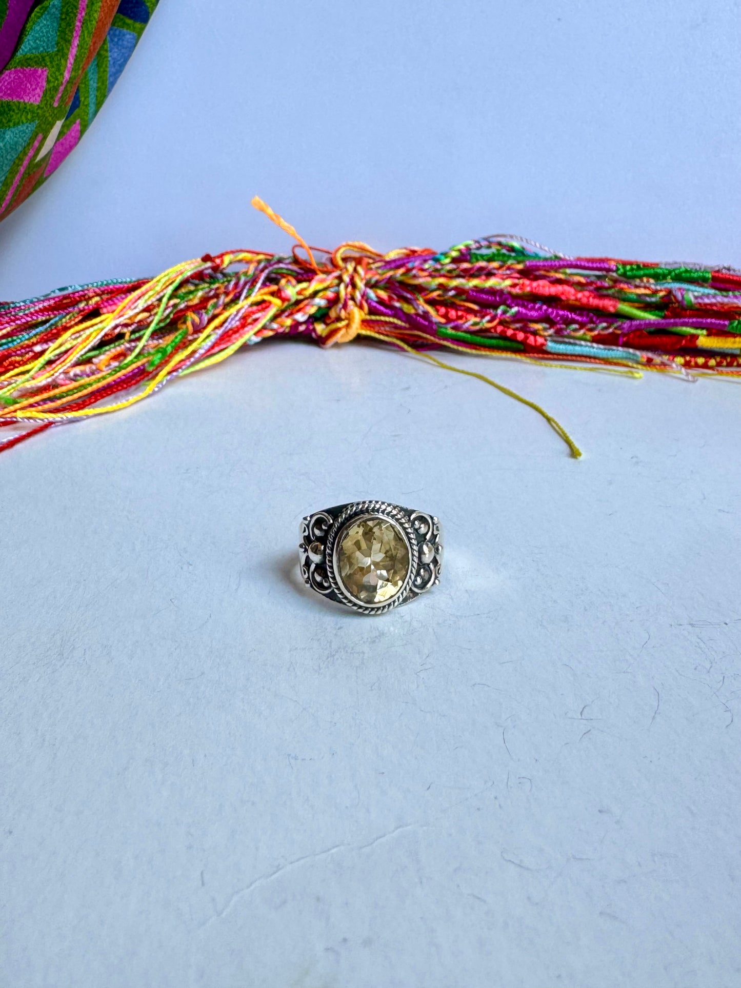 Anello argento925 misura 23 quarzo citrino C2