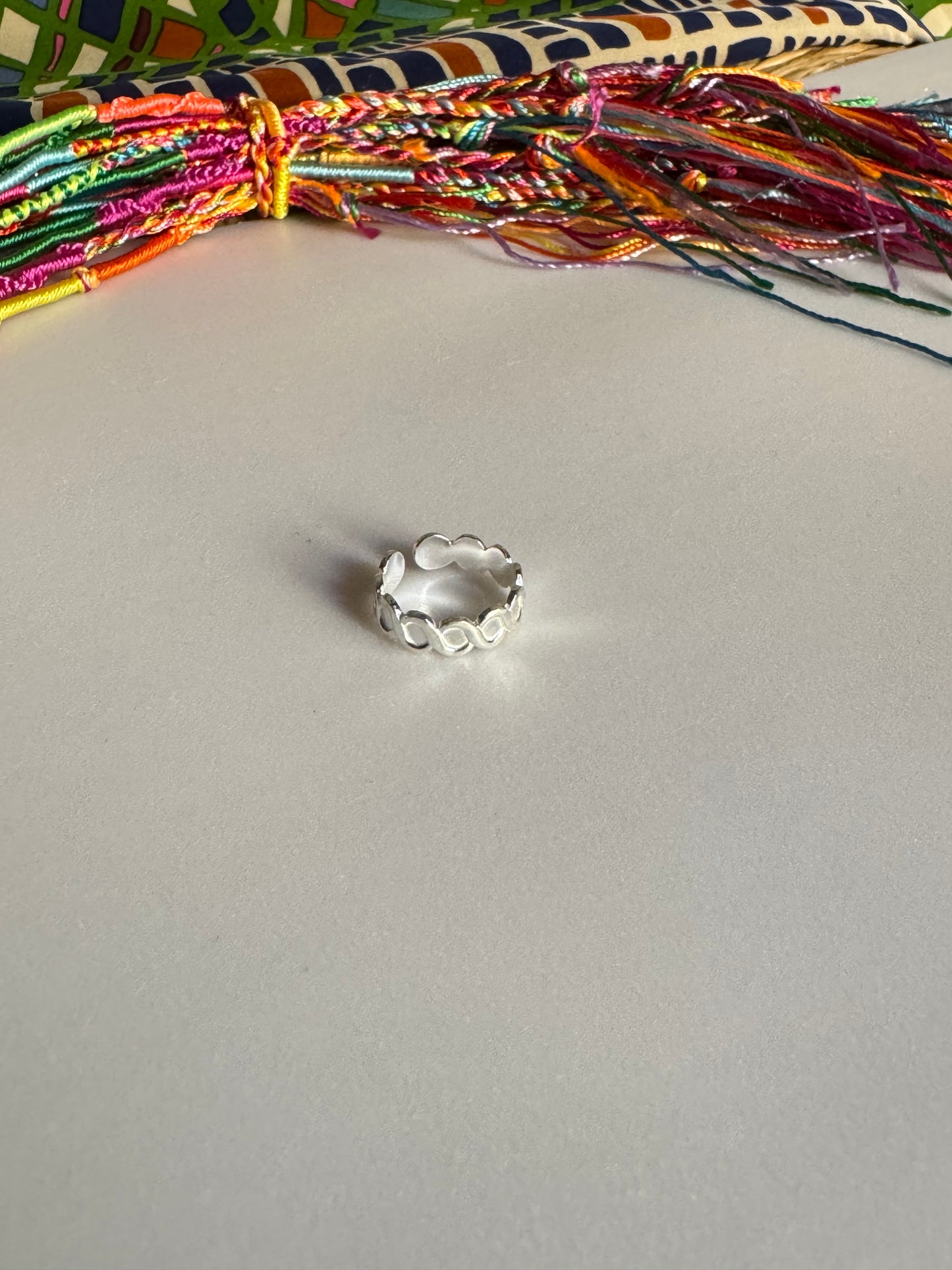 Anello argento 925 falange o piede regolabile fascia infinito 9