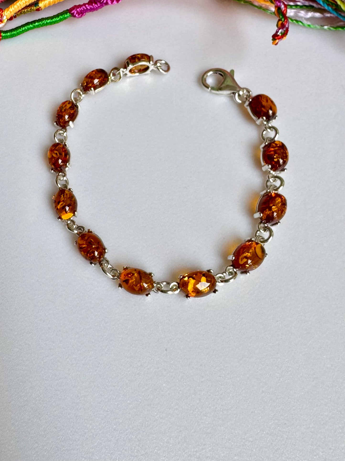925 silver amber bracelet 6AB