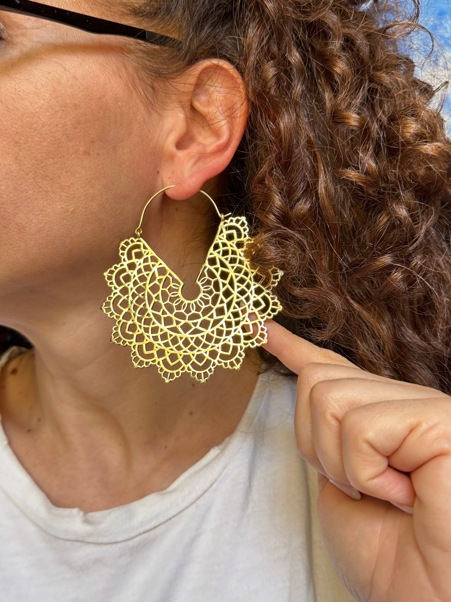 Orecchini boho dorati cerchi mandala