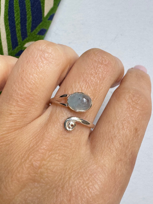 Anello argento 925 regolabile acquamarina misura 16 - 1SZ