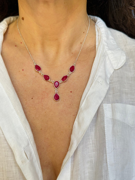 Collana argento 925 radice di rubino