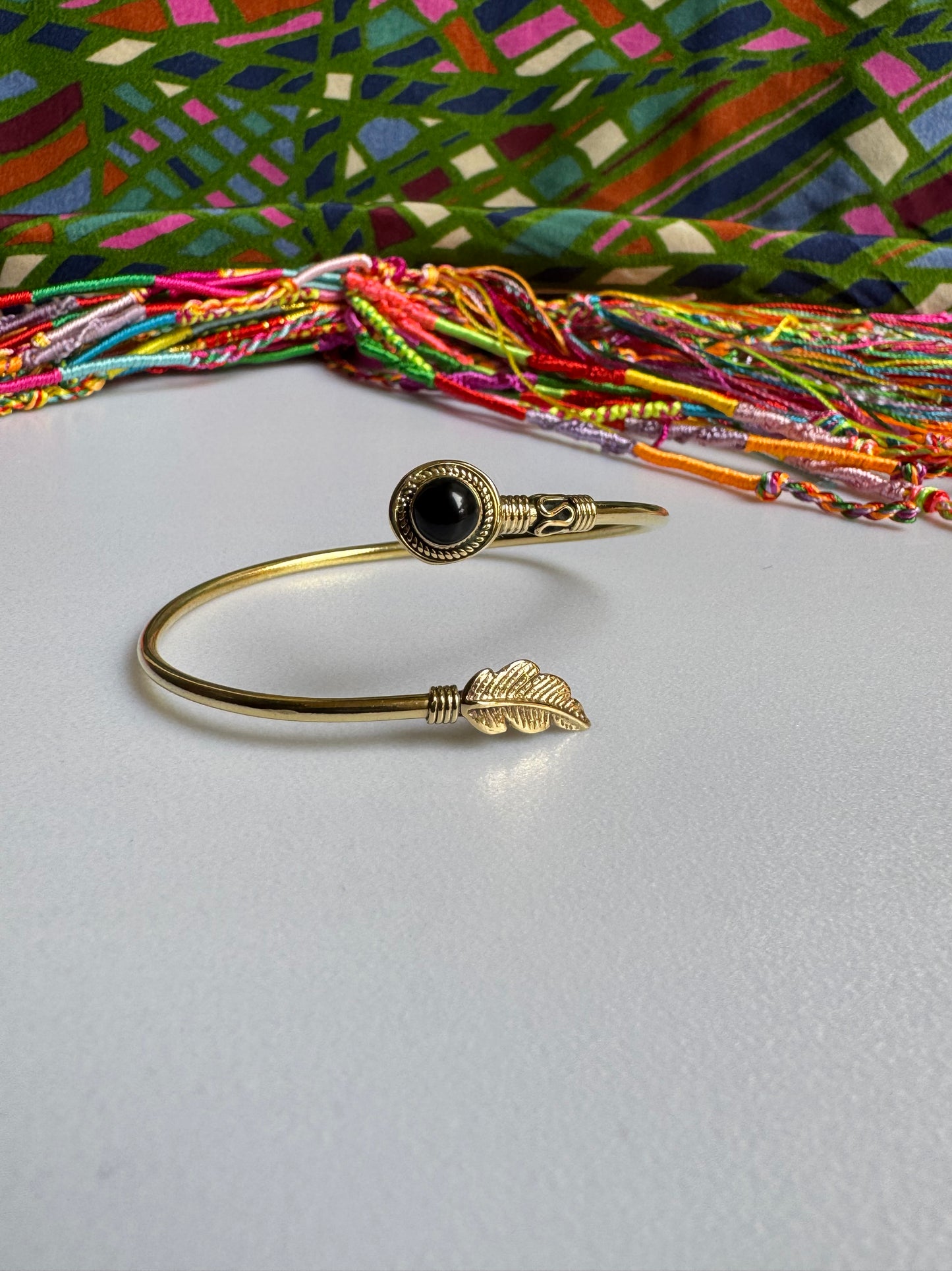 Black onyx golden boho bracelet