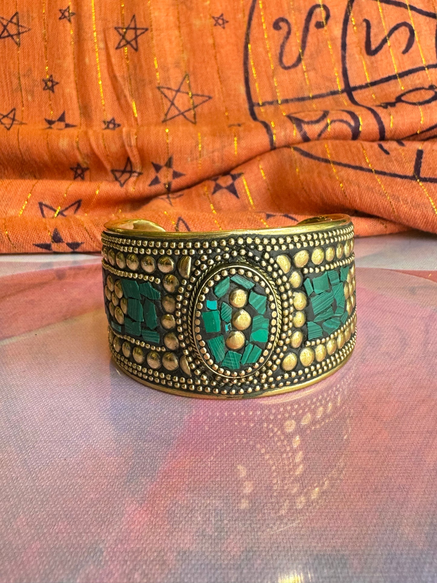 Nepalese green mosaic bracelet