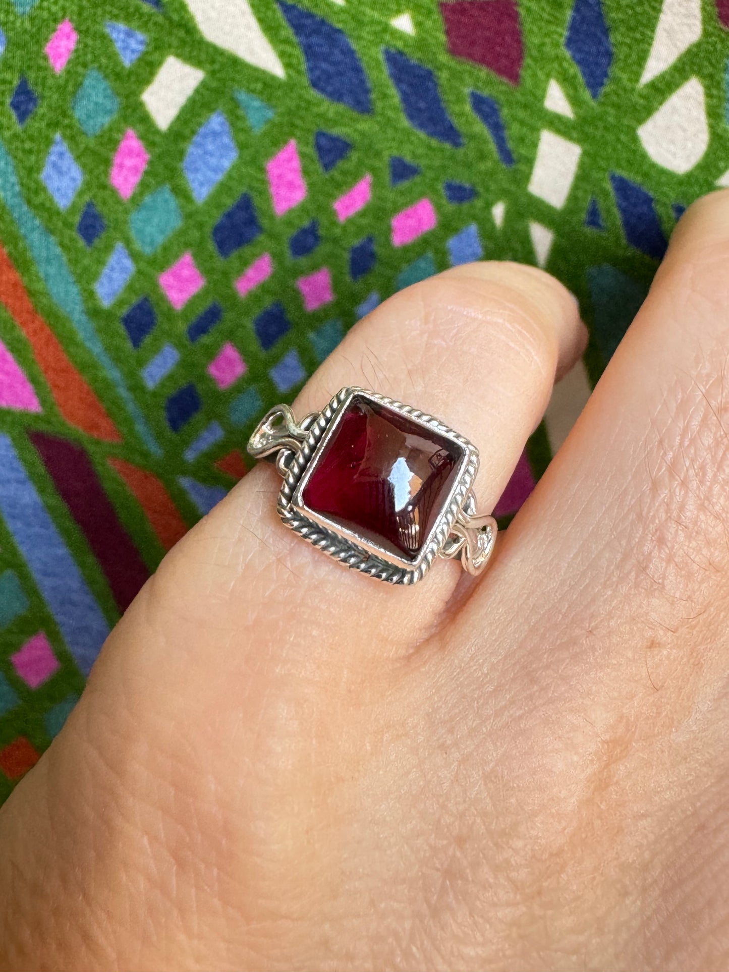 925 silver ring garnet E10