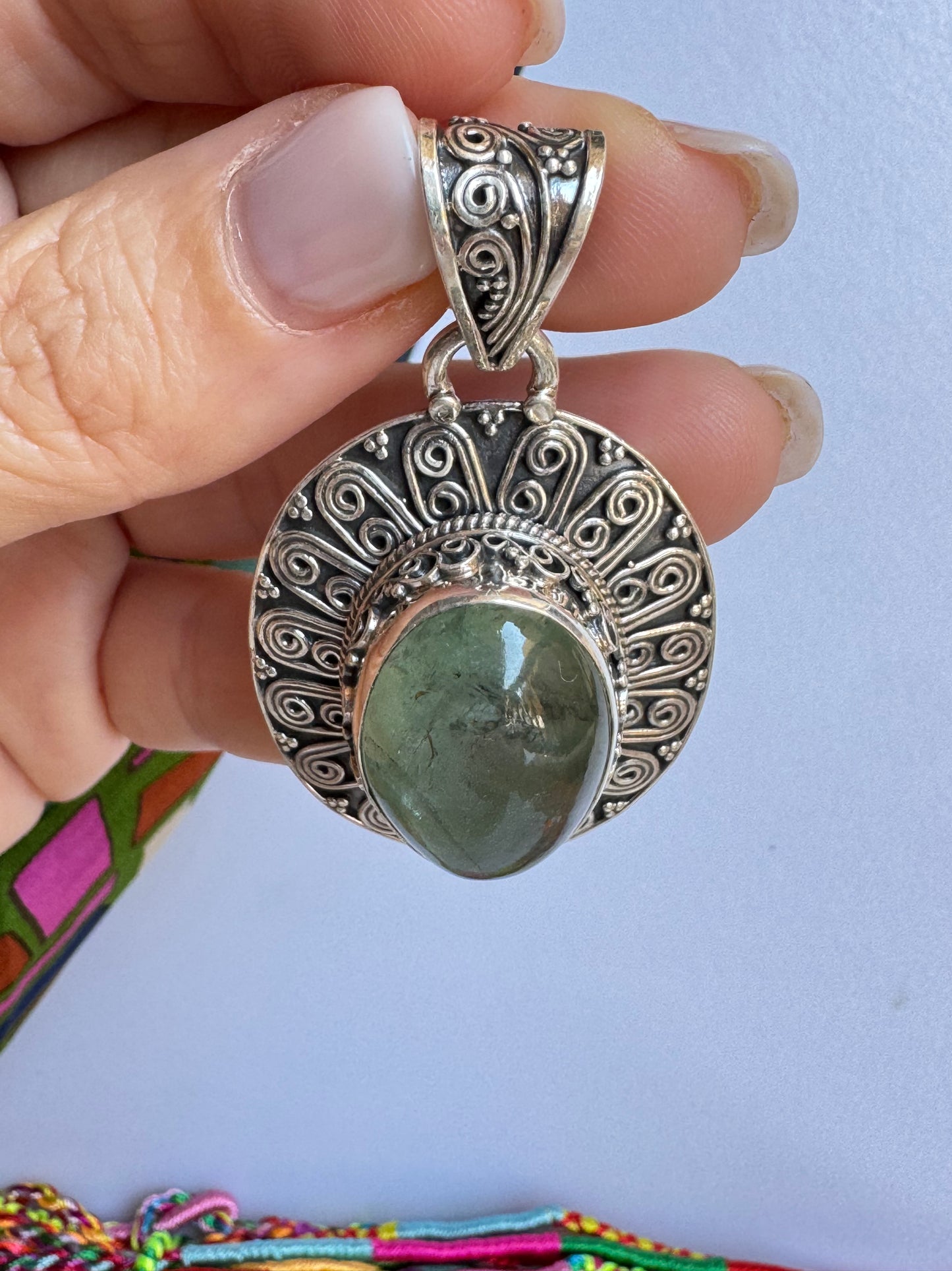 Ciondolo argento 925 giada indiana 31K